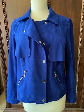 Chico's Electric Blue Suede Utility Jacket
